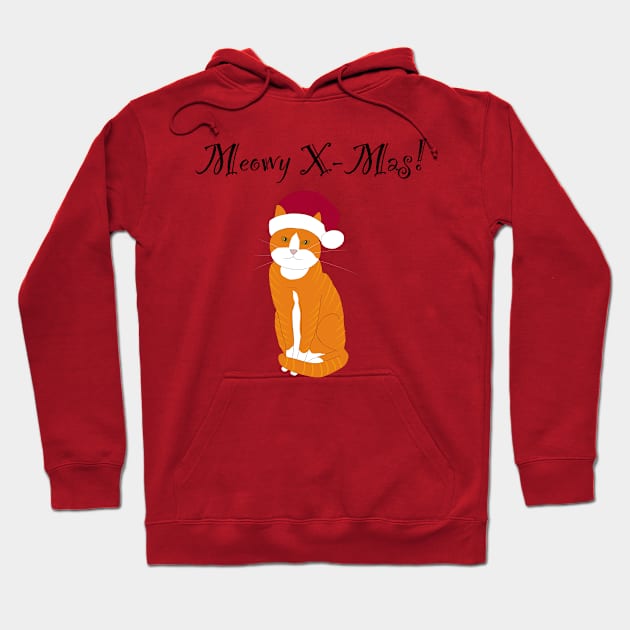 meowy X-mas santa hat - orange tabby Hoodie by Lian's designs